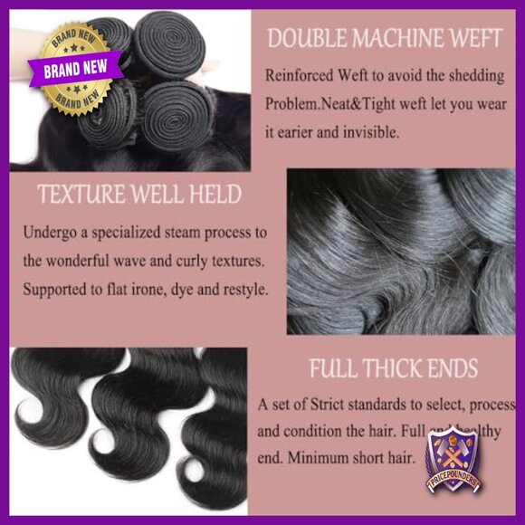 4 Bundles 12A Brazilian Virgin Human Hair Extensions Body Wave 26 Inch main image 4